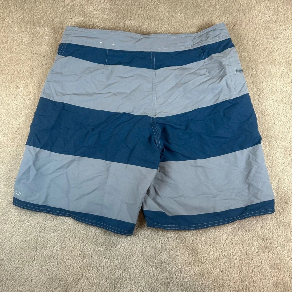 Patagonia Board Shorts Mens 30 Blue Striped Nylon Swim Trunks Side Zip Pocket